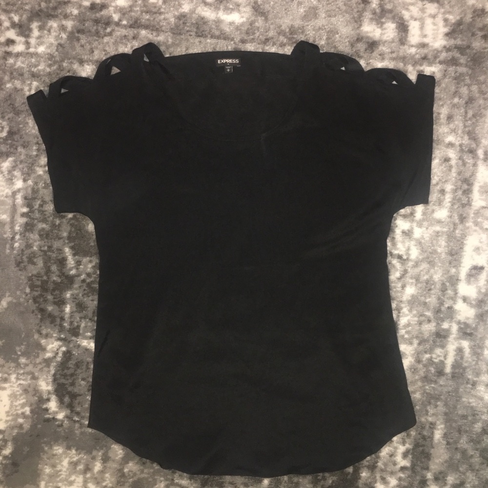 Black blouse with shoulder detail